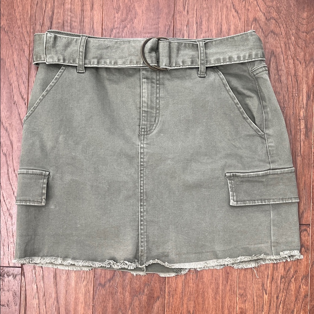 SO Olive Green Cargo Mini Skirt with Belt